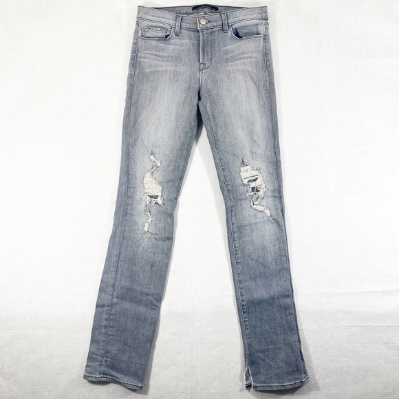 J Brand Rail Sweet Gray Distressed Slit Denim Jean - Picture 2 of 16